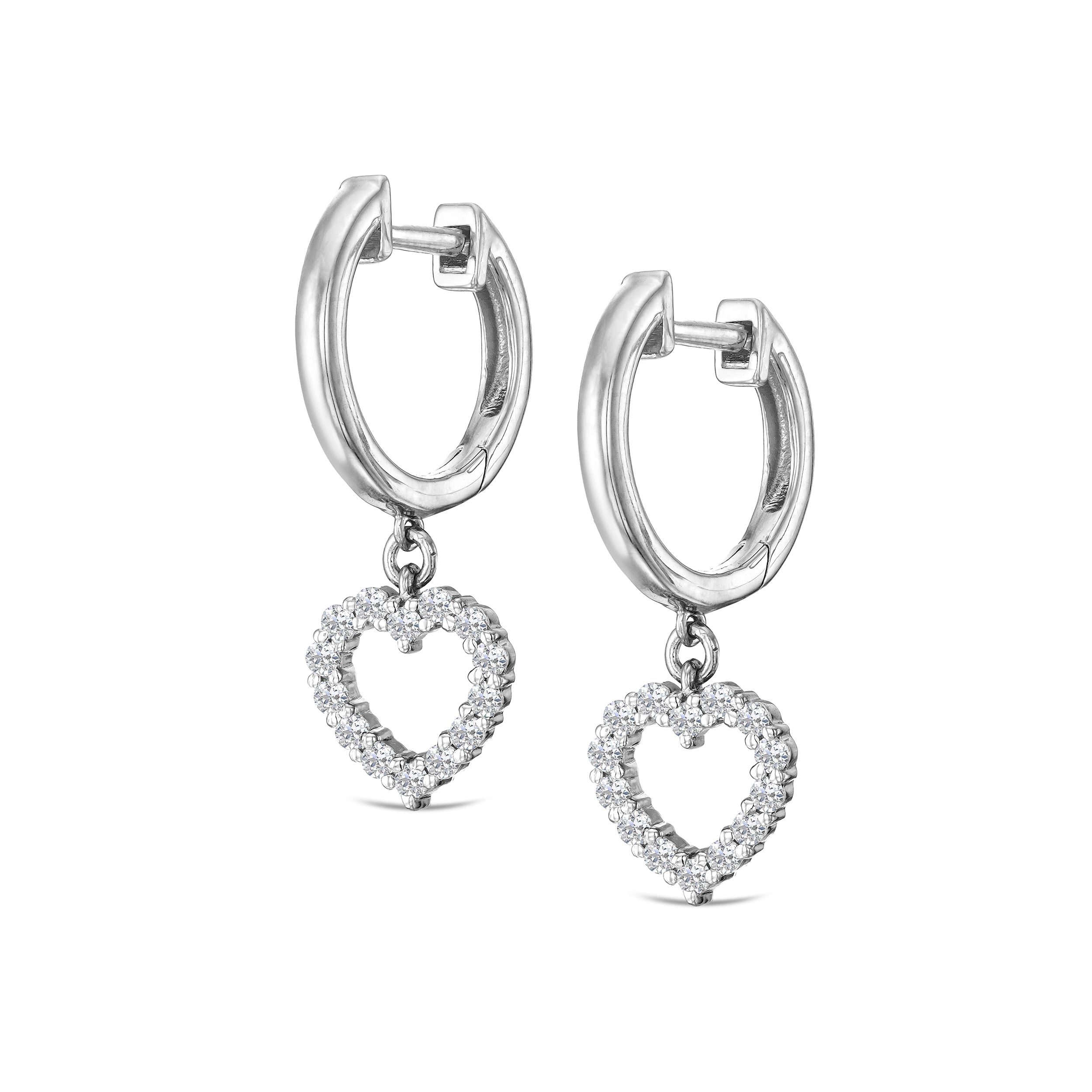 Heart Drop Huggie Lab Diamond Earrings 0.31ct in 925 Silver